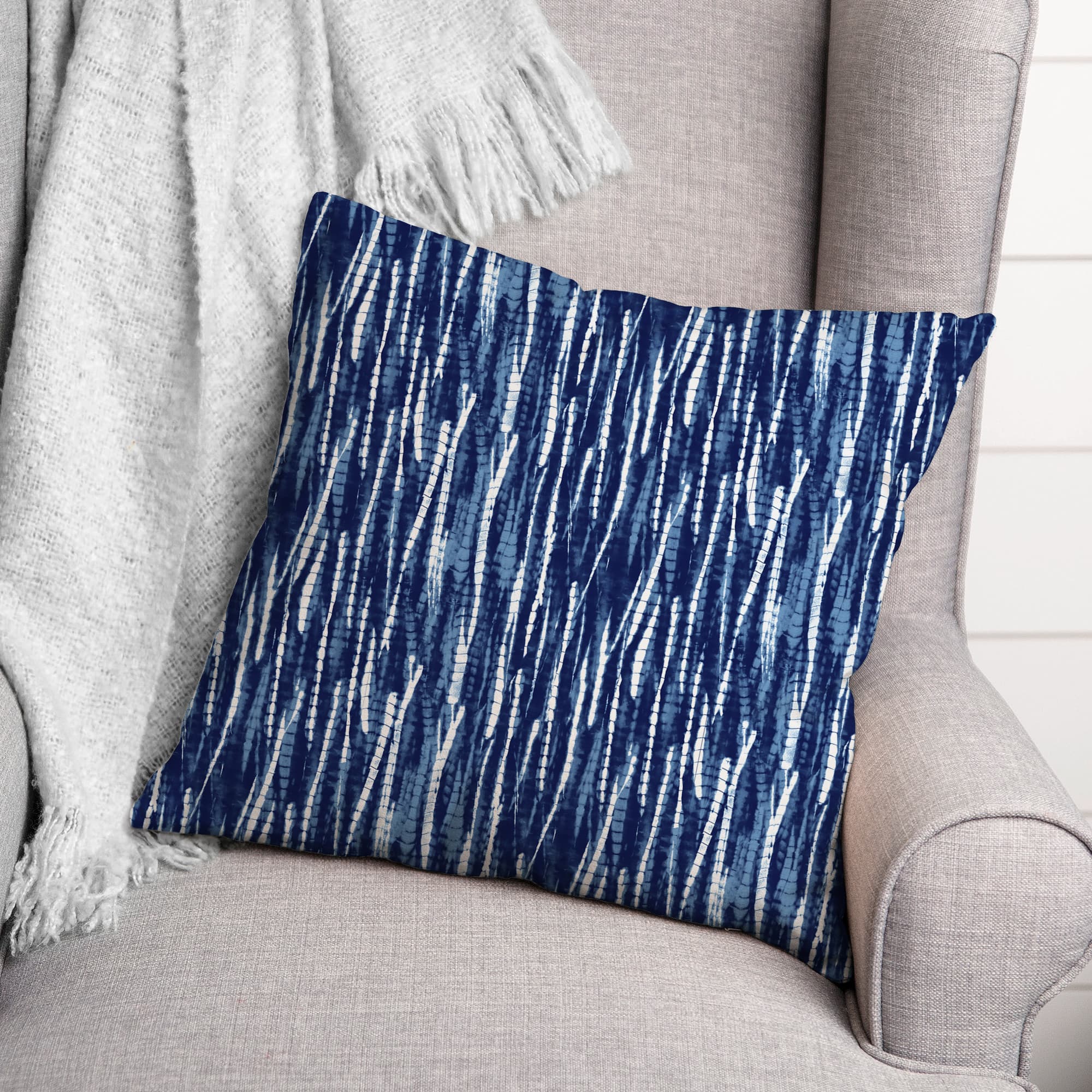 Indigo Reeds Throw Pillow